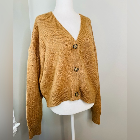 Sold Topshop Camel Basket Weave Stitch Cardigan - Picture 4 of 9
